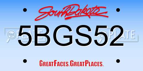 5BGS52 South Dakota License Plate