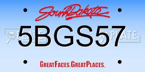 5BGS57 South Dakota License Plate