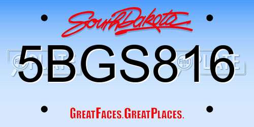 5BGS816 South Dakota License Plate
