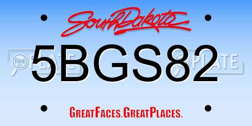 5BGS82 South Dakota License Plate
