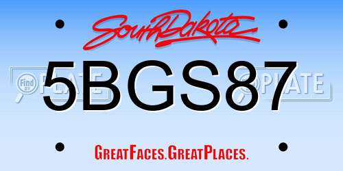 5BGS87 South Dakota License Plate
