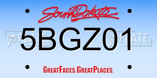 5BGZ01 South Dakota License Plate