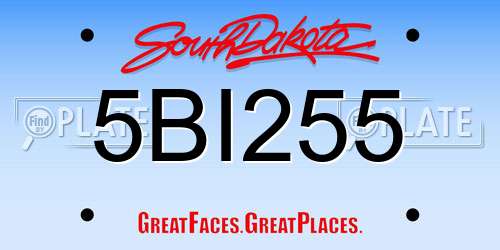 5BI255 South Dakota License Plate