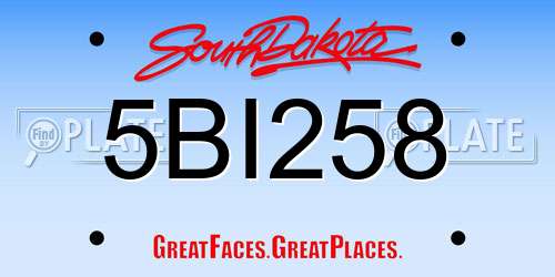 5BI258 South Dakota License Plate