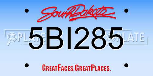 5BI285 South Dakota License Plate