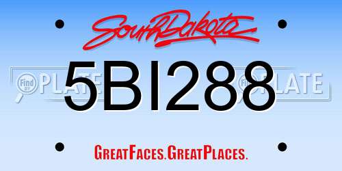 5BI288 South Dakota License Plate