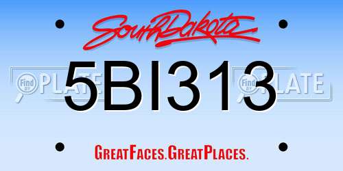 5BI313 South Dakota License Plate