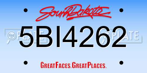 5BI4262 South Dakota License Plate