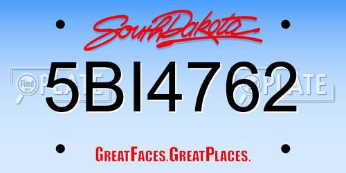 5BI4762 South Dakota License Plate