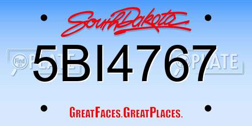 5BI4767 South Dakota License Plate