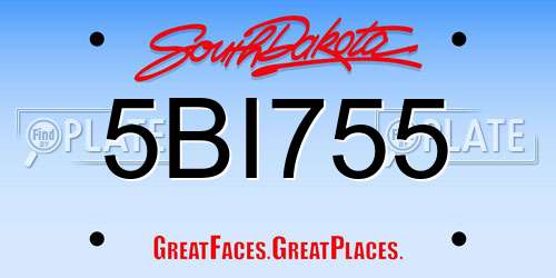 5BI755 South Dakota License Plate