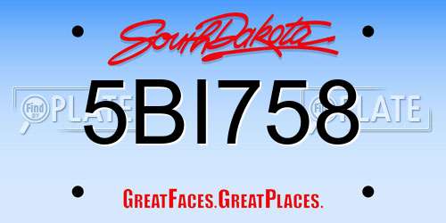5BI758 South Dakota License Plate