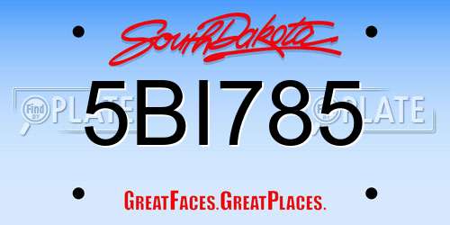 5BI785 South Dakota License Plate