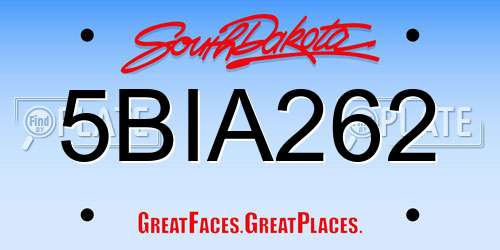 5BIA262 South Dakota License Plate