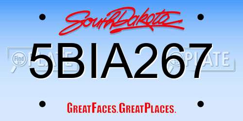 5BIA267 South Dakota License Plate