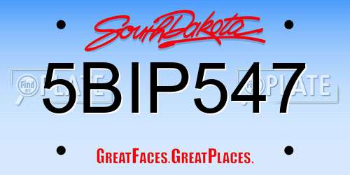 5BIP547 South Dakota License Plate