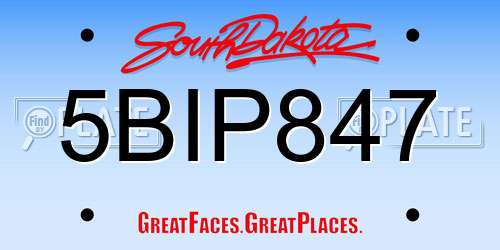 5BIP847 South Dakota License Plate