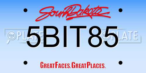 5BIT85 South Dakota License Plate