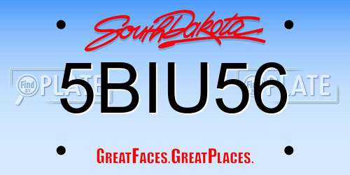 5BIU56 South Dakota License Plate