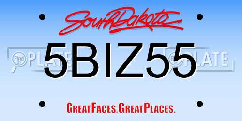 5BIZ55 South Dakota License Plate