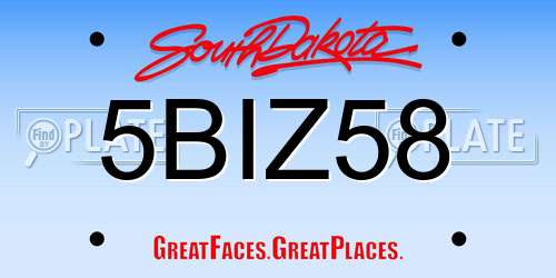 5BIZ58 South Dakota License Plate