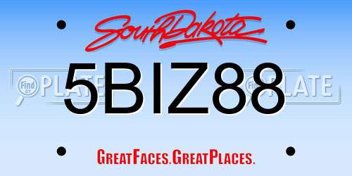 5BIZ88 South Dakota License Plate