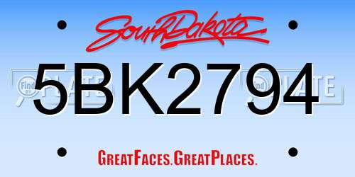 5BK2794 South Dakota License Plate