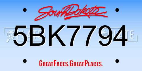 5BK7794 South Dakota License Plate