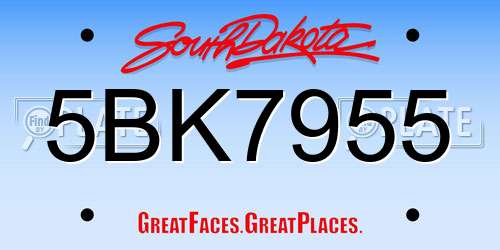 5BK7955 South Dakota License Plate