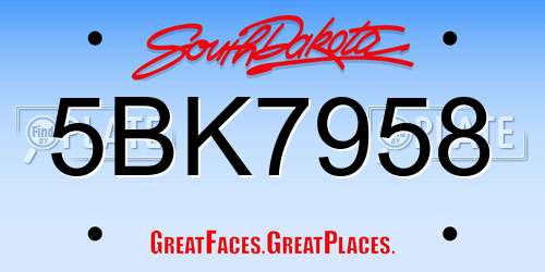 5BK7958 South Dakota License Plate