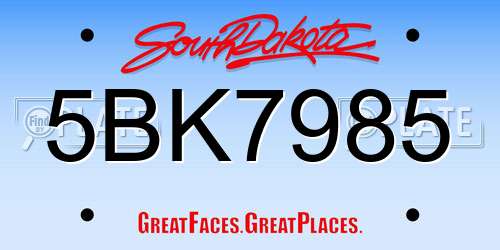 5BK7985 South Dakota License Plate