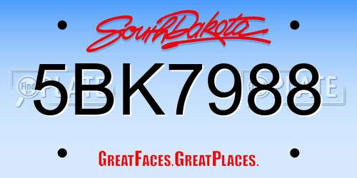 5BK7988 South Dakota License Plate