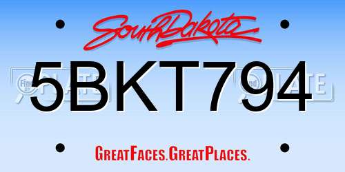 5BKT794 South Dakota License Plate