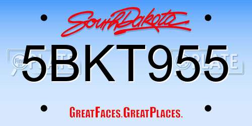 5BKT955 South Dakota License Plate