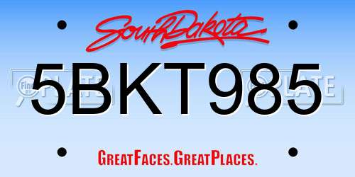 5BKT985 South Dakota License Plate