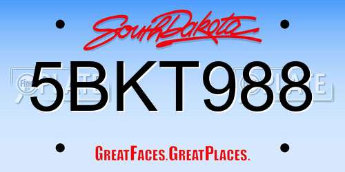 5BKT988 South Dakota License Plate