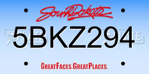 5BKZ294 South Dakota License Plate