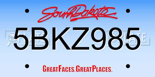 5BKZ985 South Dakota License Plate
