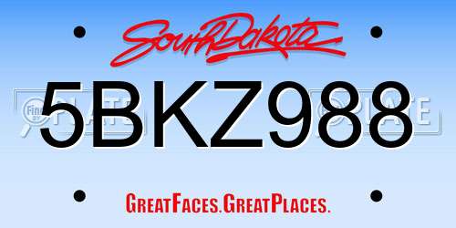 5BKZ988 South Dakota License Plate