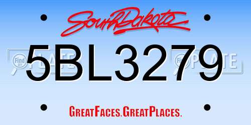 5BL3279 South Dakota License Plate