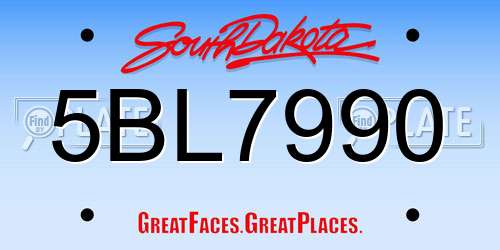 5BL7990 South Dakota License Plate