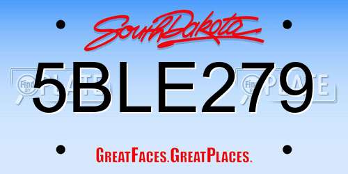 5BLE279 South Dakota License Plate