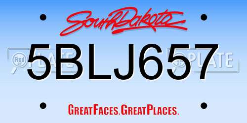 5BLJ657 South Dakota License Plate