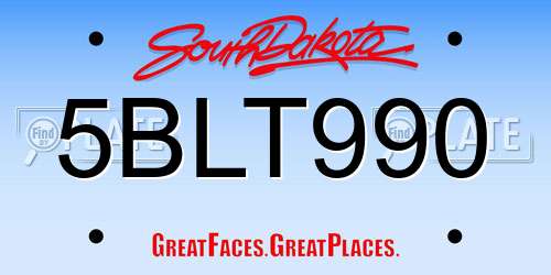 5BLT990 South Dakota License Plate