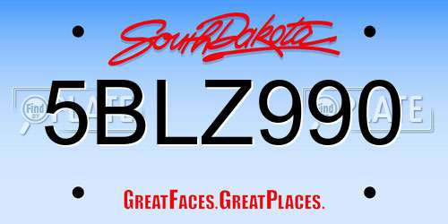 5BLZ990 South Dakota License Plate