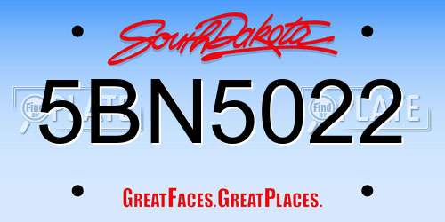 5BN5022 South Dakota License Plate