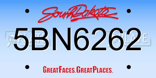 5BN6262 South Dakota License Plate