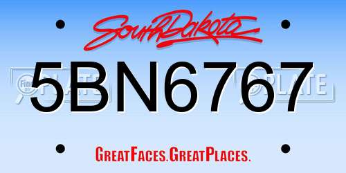 5BN6767 South Dakota License Plate