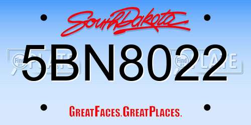 5BN8022 South Dakota License Plate