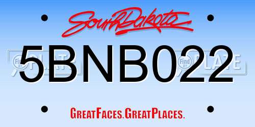 5BNB022 South Dakota License Plate